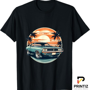 PRINTIZ American Muscle Cars Flag TShirt Freesize Subtitle: Patriotic Classic Car Collection Tee, Celebrate American Automotive Heritage